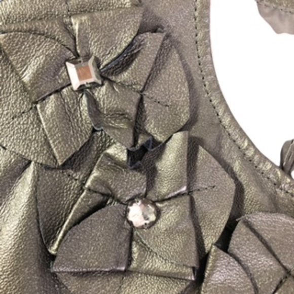 NWT Peter Nygard Knit/Leather Full Zip Flower Embellished Jacket Size M - Picture 3 of 10